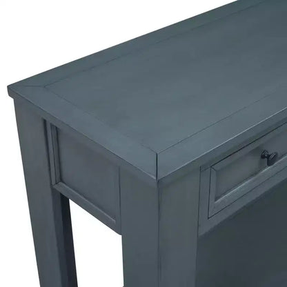 Rectangle Wood Console Table with 4 Storage Drawers and Bottom Shelf, 63"W
