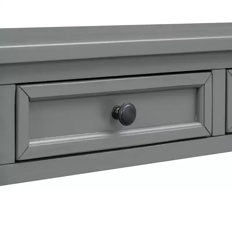 Rectangle Wood Console Table with 4 Storage Drawers and Bottom Shelf, 63"W