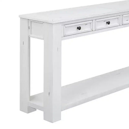 Rectangle Wood Console Table with 4 Storage Drawers and Bottom Shelf, 63"W