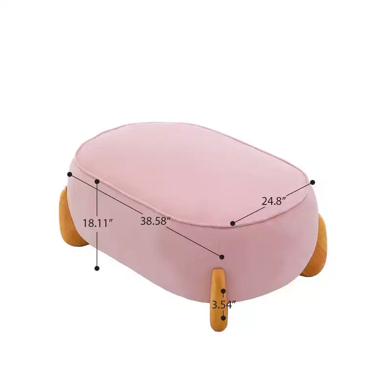 Pouf oversize in velluto da 98 cm con gambe in legno massello, Poggiapiedi grande per camera da letto e soggiorno