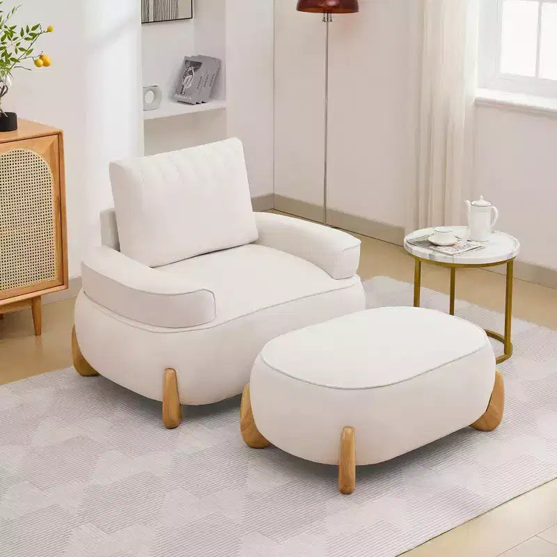 Pouf oversize in velluto da 98 cm con gambe in legno massello, Poggiapiedi grande per camera da letto e soggiorno