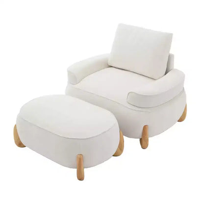 Pouf oversize in velluto da 98 cm con gambe in legno massello, Poggiapiedi grande per camera da letto e soggiorno