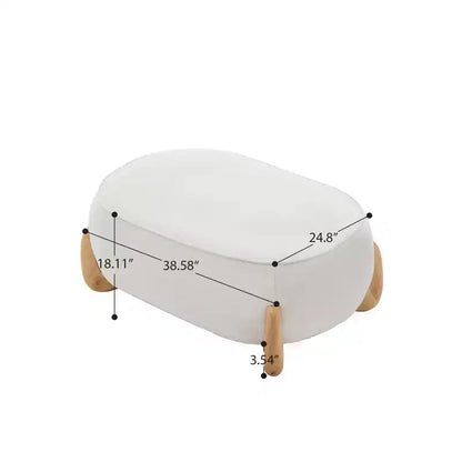 Pouf oversize in velluto da 98 cm con gambe in legno massello, Poggiapiedi grande per camera da letto e soggiorno