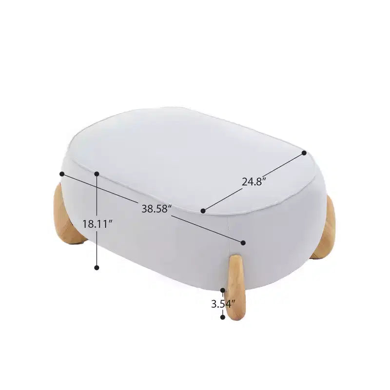 Pouf oversize in velluto da 98 cm con gambe in legno massello, Poggiapiedi grande per camera da letto e soggiorno