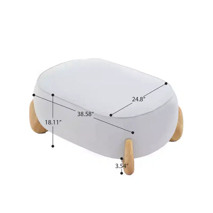 Pouf oversize in velluto da 98 cm con gambe in legno massello, Poggiapiedi grande per camera da letto e soggiorno