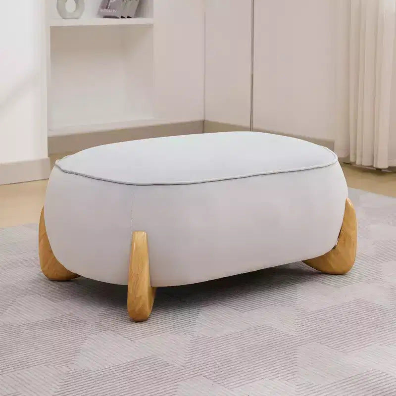 Pouf oversize in velluto da 98 cm con gambe in legno massello, Poggiapiedi grande per camera da letto e soggiorno