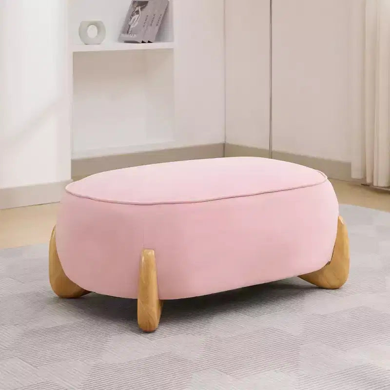 Pouf oversize in velluto da 98 cm con gambe in legno massello, Poggiapiedi grande per camera da letto e soggiorno