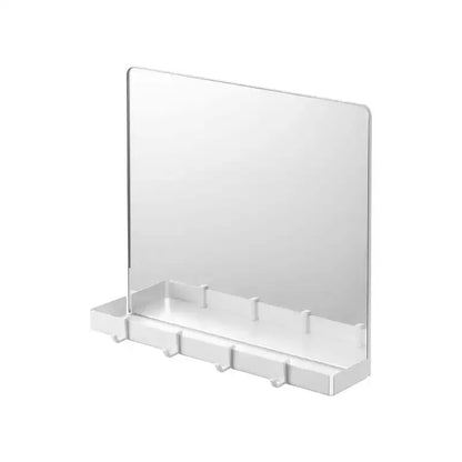 Specchio Magnetico con Ripiano Portaoggetti e Ganci Rimovibili per Porte Metalliche, Cornice in Acciaio