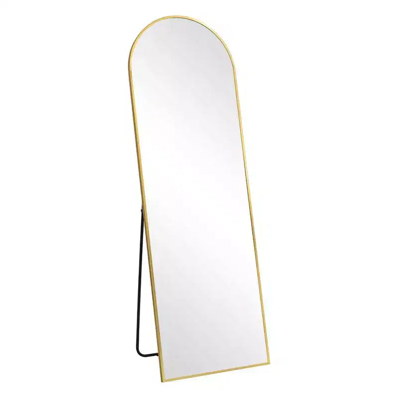 Specchio da terra a figura intera ad arco con cornice in metallo, 96,52 cm L x 180,34 cm H, dorato