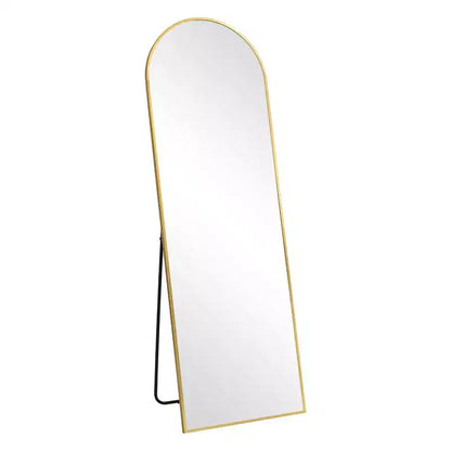 Specchio da terra a figura intera ad arco con cornice in metallo, 96,52 cm L x 180,34 cm H, dorato