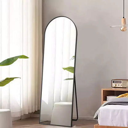 Specchio da terra a figura intera ad arco con cornice in metallo, 96,52 cm L x 180,34 cm H, dorato