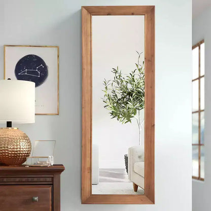 21"W x 64"H Modern Solid Wood Rectangle Framed Full Length Decorative Mirror, Brown