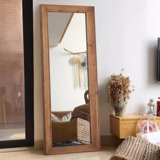 21"W x 64"H Modern Solid Wood Rectangle Framed Full Length Decorative Mirror, Brown