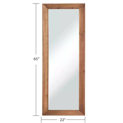 21"W x 64"H Modern Solid Wood Rectangle Framed Full Length Decorative Mirror, Brown
