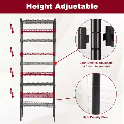Scaffale a 5 ripiani in metallo con base stabile per casa, garage, ufficio e cucina