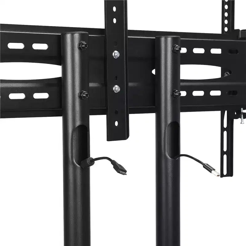 Carrello porta TV mobile regolabile in metallo, nero