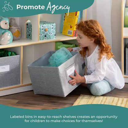 Libreria a Casetta per Bambole, Mobili in Legno per il Gioco di Imitazione dei Bambini con Contenitori per Giocattoli e Bambole