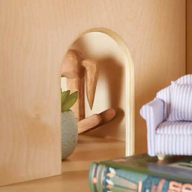 Libreria a Casetta per Bambole, Mobili in Legno per il Gioco di Imitazione dei Bambini con Contenitori per Giocattoli e Bambole