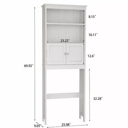 Mobiletto da bagno autoportante con ripiani sopra il WC, bianco