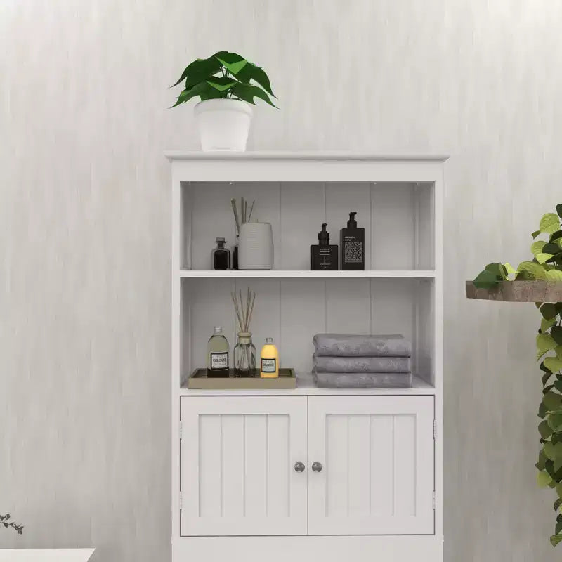 Mobiletto da bagno autoportante con ripiani sopra il WC, bianco